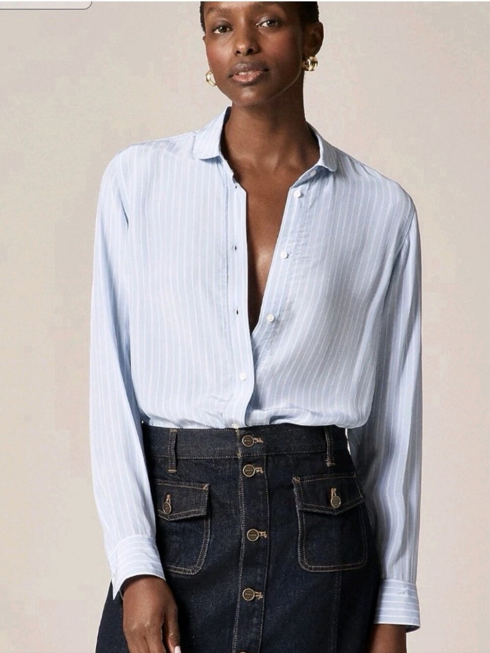 J Crew Jules club-collar shirt in striped crepe de chine CN475 Size 0